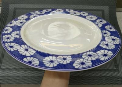 Diâmetro do teste padrão decorativo redondo cerâmico branco da placa das placas da porcelana de 27cm borda larga