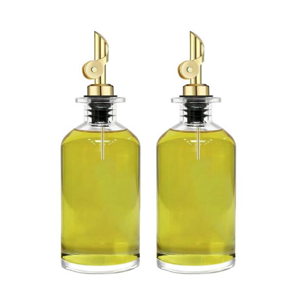 B2B Premium 500ml Glass Oil & Vinegar Dispenser Set | Non-Drip Stainless Spouts | Elegant UV-Shield Design
