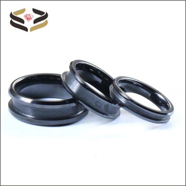 Anillos de cerámica para bodas negros para hombre y mujer, 4 mm, 6 mm y 8 mm, con incrustación personalizable