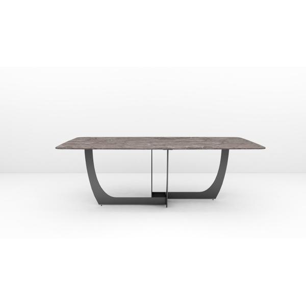 Guangdong Furniture Factory Rectangle Dining Table Set Metal Sintered Stone Dining Table