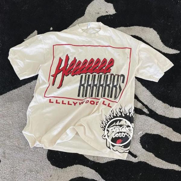 Impressão de logotipo personalizado camisetas 220gm de algodão camisetas pesadas de grande porte tela impressa trio de pescoço camisetas homens