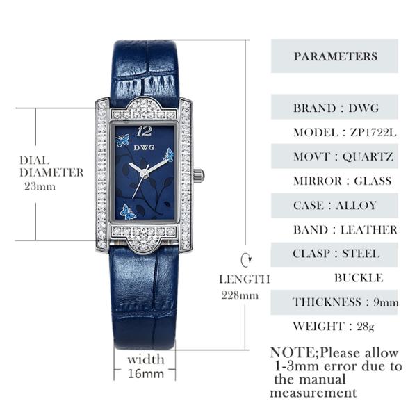 3ATM 30m Waterproof 2035 Movement Alloy Square Watch