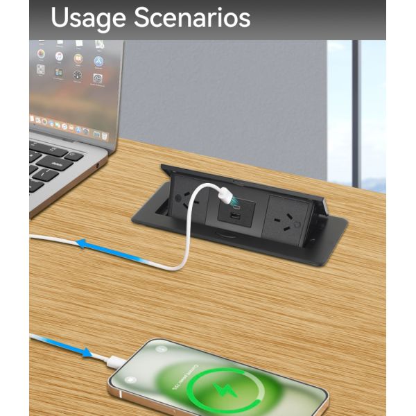 SAA Pop Up Switch Box Power Outlet Under Desk Kitchen Countertop