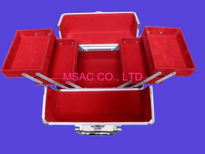Forro vermelho de alumínio da caixa cosmética da tira dentro de L 280 X W 180 X H 180mm