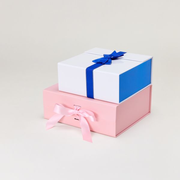 Reusable Paper Folding Packaging Box With Coloured Ribbon Space Saving