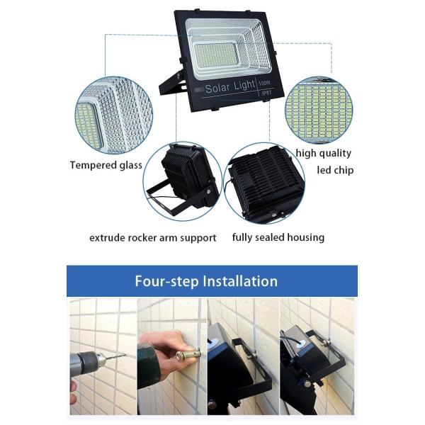 300 Watt IP65 Solar Powered Led Flood Light Outdoor Die-Cast Aluminum Housing