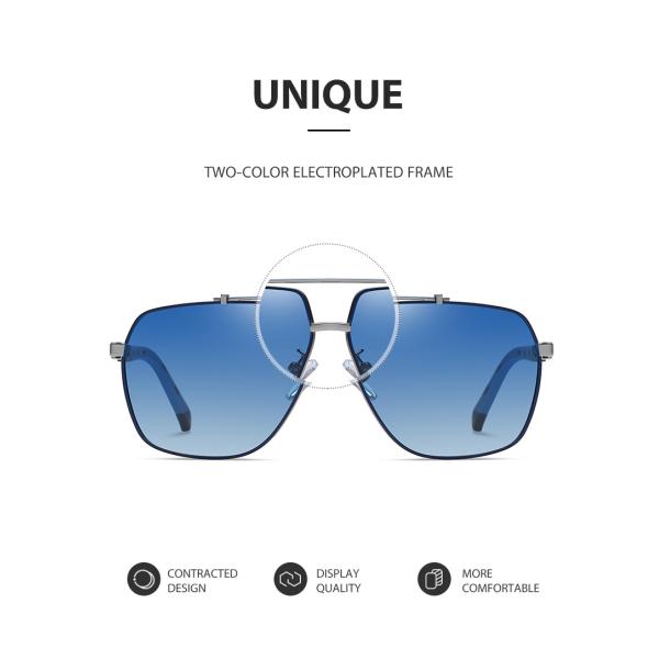 Two Color Metal Frame Sunglasses Large UV400 Protection Anti Glare