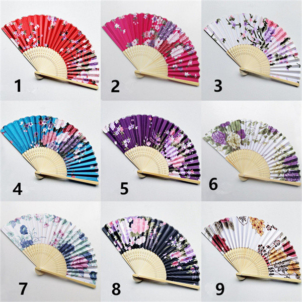 Вентилятор руки небольшой складной ткани руководства фестиваля красочной бамбуковый с сортированной картиной цветка
