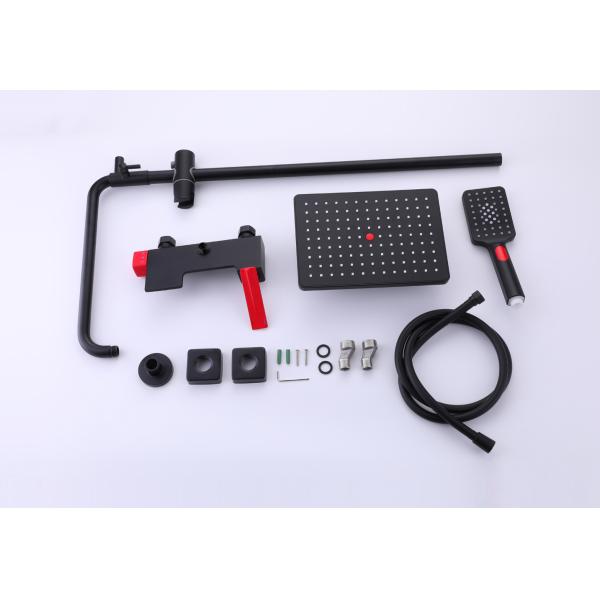 Wall Mounted Bathroom Brass Brushed Shower Column Faucet Set with Ceramic Valve Core