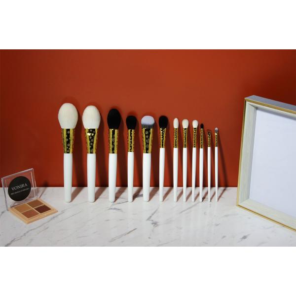 12 Pieces Luxurious Gold Natural Hair Makeup Brushes With Private Label