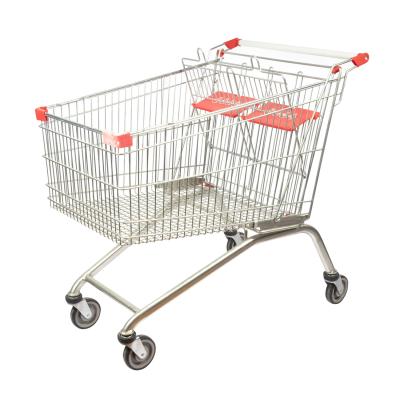 Trole europeu 275L das compras na mercearia do estilo com assentos duplos da criança