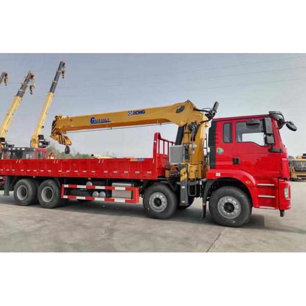 20 Ton Truck Mounted Crane Shacman 8×4 Flat Bed Box 5 Section Arm 23.7 Meters Long