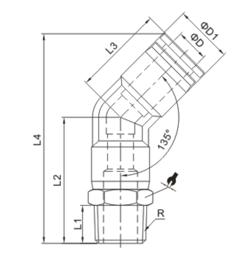 PLH 45 degree Elbow Female One Touch Pneumatic Fitting PT thread
