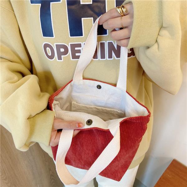 ARTSY CORDUROY BAG CASUAL PORTABLE MINI LADIES CLUTCH BAG VINTAGE CLOTH BAG BENTO BAG