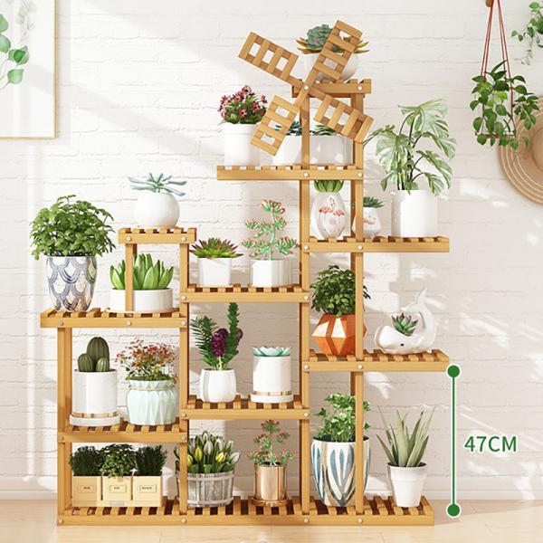 BAMBOO Decorative Flower Pots Stand 5-Layer Wood Display Rack for Green Plants Organizer Shelves Indoor and Outdoor