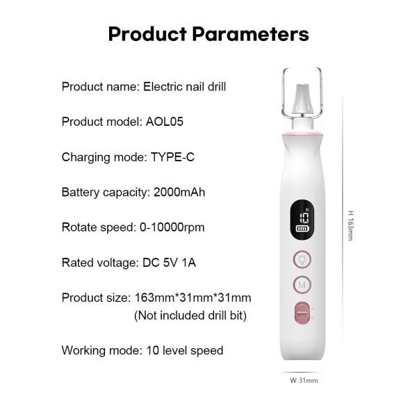 Electric Manicure Professional 10 in 1 Portable Pedicure Nail File Set Nail  Polisher