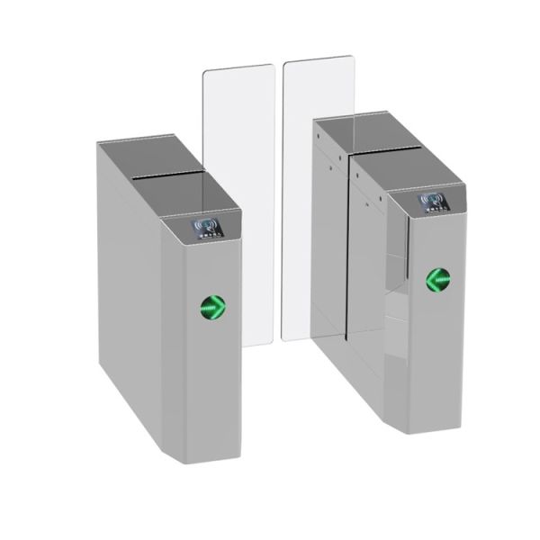 Glass Sliding Turnstile with 10mm Acrylic Wing Panel DC 24V Brushless Motor and 25-30 Persons/Minute Flow Rate for Access Control