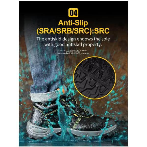 Chaussures de sécurité de construction légères Noir Bottes en vrai cuir Unisexe