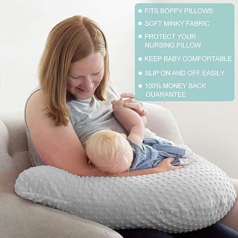 2 Pack Nursing Pillow Cover (White&Khaki) With Soft Minky Dot For Breastfeeding
