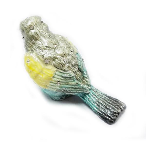 Bird jeweled trinket box enamel rhinestone bird jewelry box container bird figurine