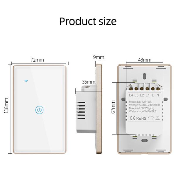 Glomarket 1 Gang Tuya Smart Switch Aluminium Bezel Security Smart Home