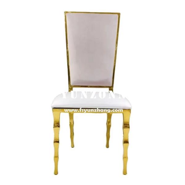 Unique Bamboo Shape Legs Hotel Banquet Chair Gold Stainless Steel Wedding Chair for Event Party Rental