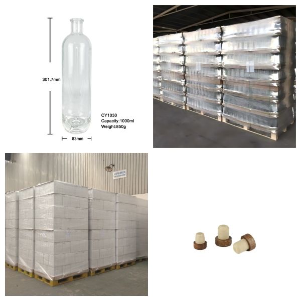 1000ml White Liquor Whisky Glass Bottle Crystal Cork Top  850g CY-1030
