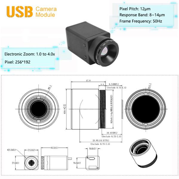 50Hz 2x Electronic Zoom USB2.0 UART Thermal Camera Module