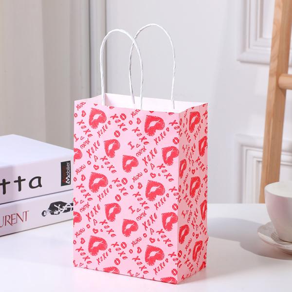Día de San Valentín Color Rojo Cmyk Regalo de compras Bolsa de papel Kraft Personalizado Pedido personalizado