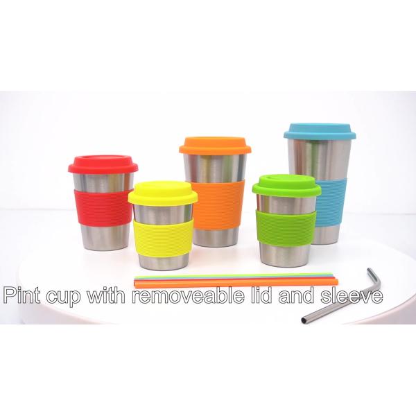 чашка Thermos нержавеющей стали кофе 8oz 12oz 16oz Stackable с крышкой силикона