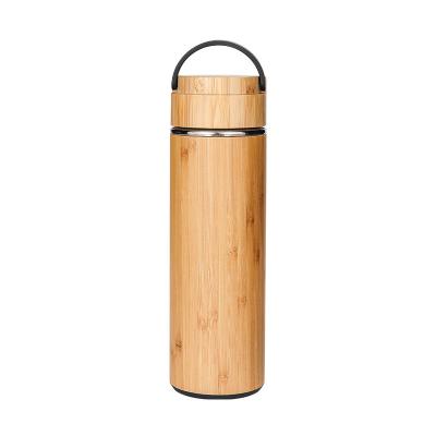 Eco Friendly 40 Oz Insulated Stainless Steel Water Bottles Bamboo Outside With Tea Infuser