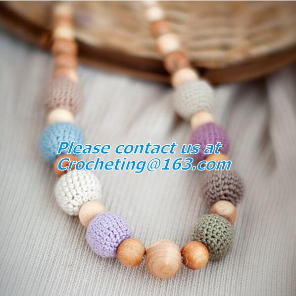 crochet necklace, New Chunky crochet necklace, Mint blue and cream nursing necklace