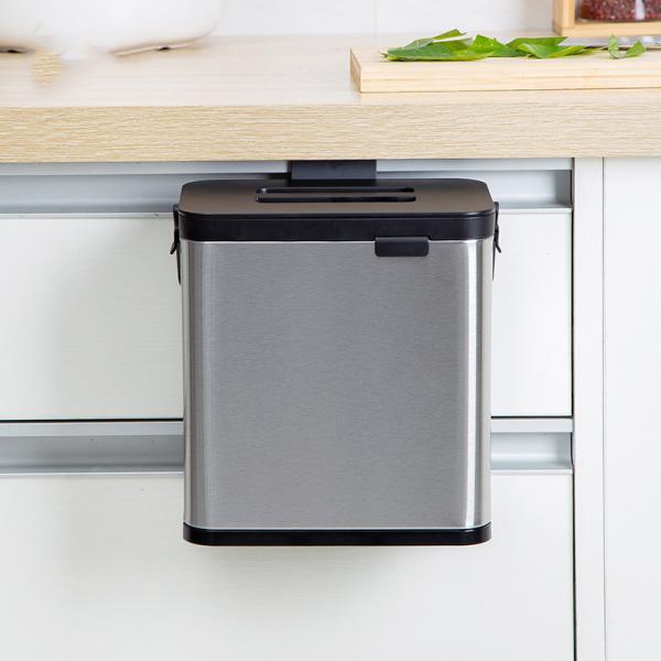 Hanging Kitchen Bin Stainless Steel square Trash Bin Black Mini Small for Kitchen