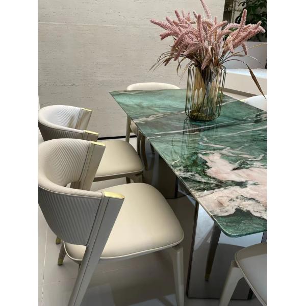 Luxury Emerald Green Marble Dining Table | Natural Artistry for Dining Room
