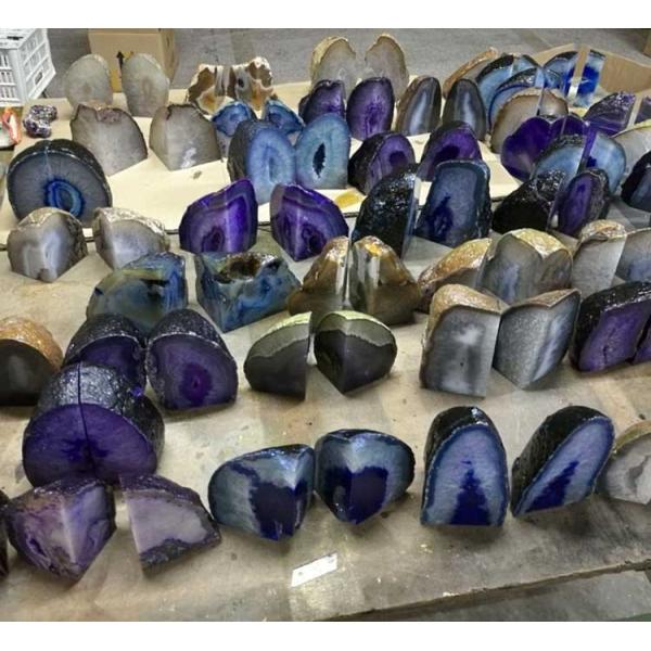 Grade B Polished Agate Book Ends Perfect Housewarming Gift for Art Collectible Enthusiasts