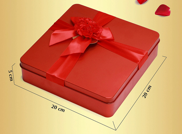 Red Custom Novelty Tea Tin Box Food Grade With Metalwire Lid / PS Window
