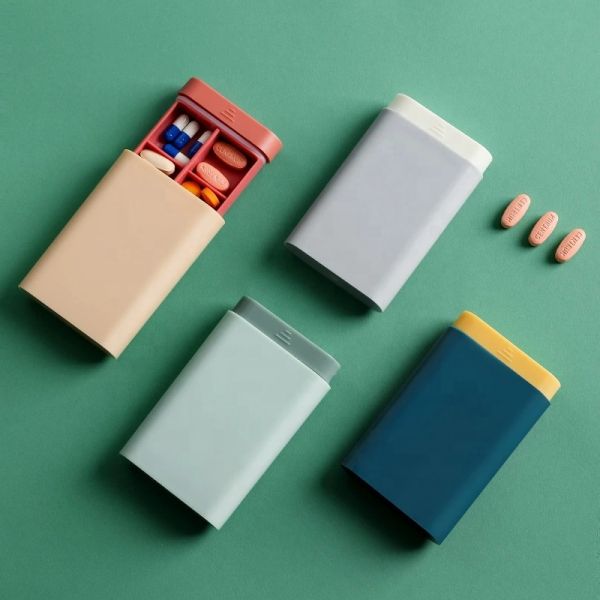Custom Logo Child-Resistant Multicolor Portable Travel Storage Case Organizer Multi-Functional Six Compartment PP Medicine Pill