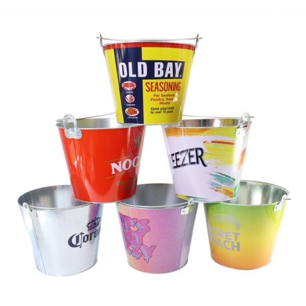 Eco Friendly Metal Wine Bucket Customized Metal Tin Can Bucket With Handle Galvanized Buckets