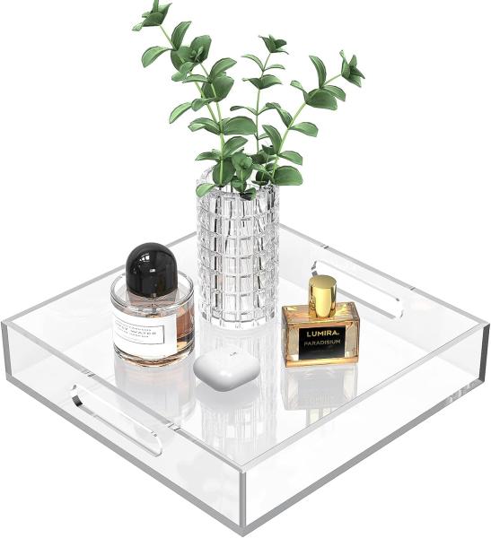 Home Decorative Lucite Acrylic Coffee Table Tray 10X10 Multifunctional Design