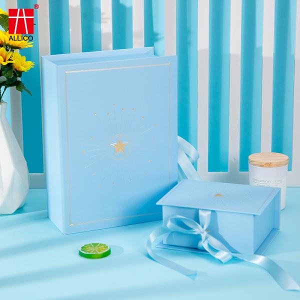 Paper Box Folding Cardboard Printed Magnetic Ribbon Packaging Gift Box Wedding