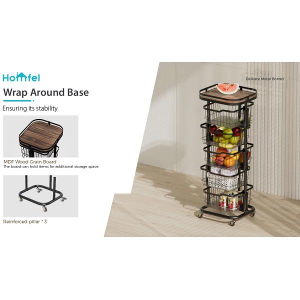 Foldable Design Steel Storage Trolley , 3 Tier Rolling Utility Cart Multifunctional