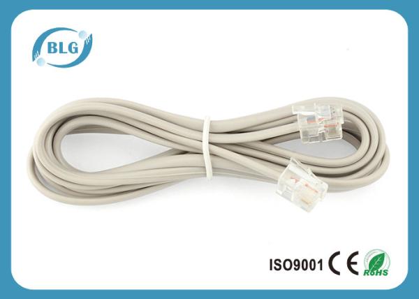 RJ11 To RJ11 Plugs Telephone Cable Wire , Internet Phone Cable 7 Foot Bare Copper