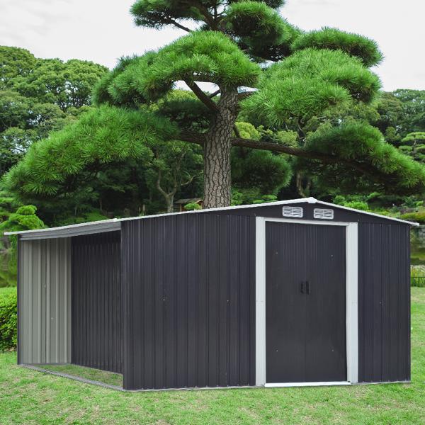 Rodent Proof AJUNION Outdoor Garden House with Firewood Storage W329xD313xH178cm