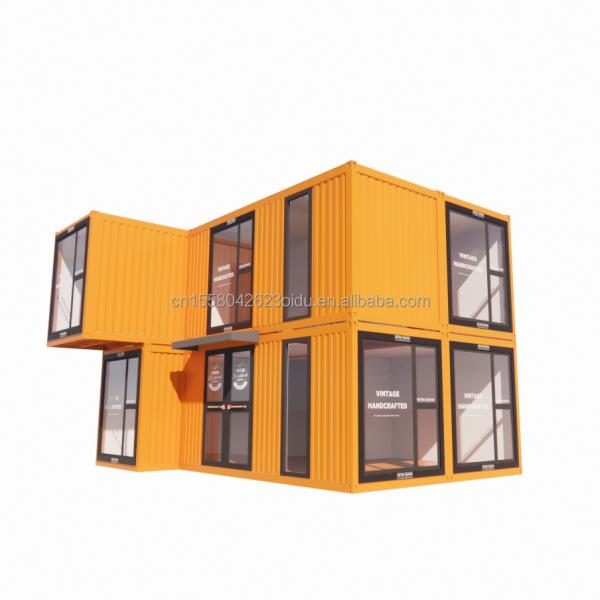 s Modern Double-Story Glass Walls Container House using 50/75/100mm Wave Sandwich Panel Detachable Collapsible Steel Van for Office