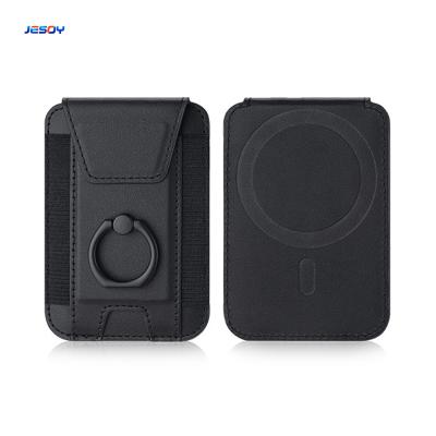 Embossed Logo Magsafe Wallet OEM / ODM Magnetic Wallet Stand With PU Leather Material