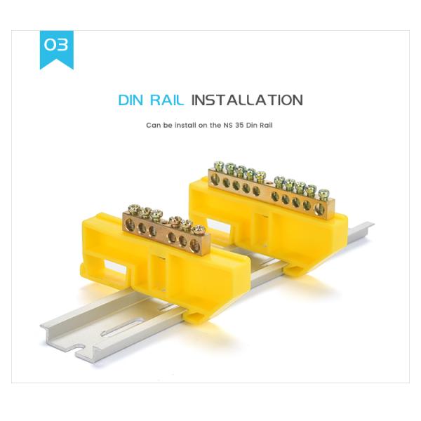 500V / блоки рельса Din желтого цвета шинопровода заземлительного зажима PE 17.5A терминальные