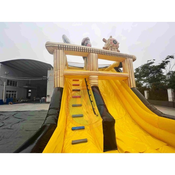 Pirate Ship Inflatable Playground with Double Lane Slide and Bounce Area for Indoor Entertainment Centers