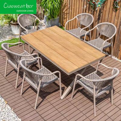 Modern Metal PE Rattan Outdoor Dining Set for Garden Patio and Aluminum Restaurant Coffee Shop Dining Chairs