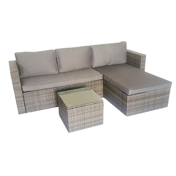 Factory Cheap Concise Style Outdoor Garden Leisure Patio Furniture Set Rattan Wicker Corner Sofa Chair and Coffee Table