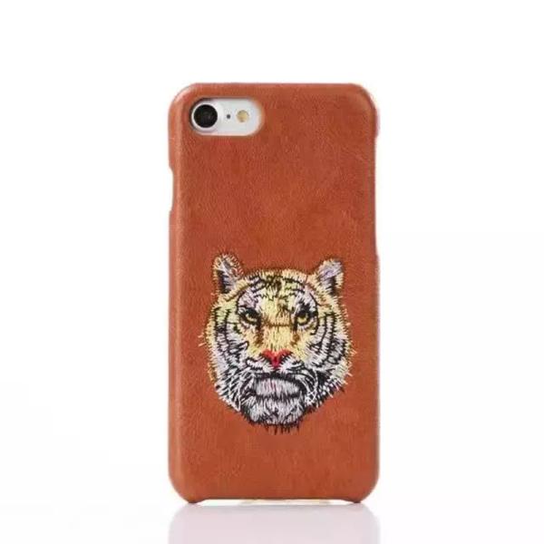 Soft PU&PC Embroidery Blink Eyes Wolf Lion Leopard Tiger Pattern Back Cover Cell Phone Case For iPhone 7 6s Plus